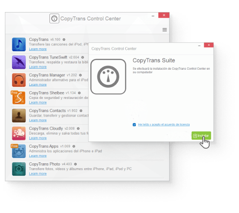 Instalar CopyTrans Control Center