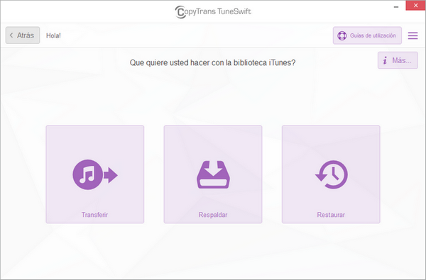 CopyTrans TuneSwift interfaz