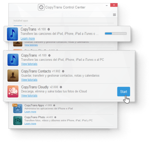 Empezar con CopyTrans Control Center