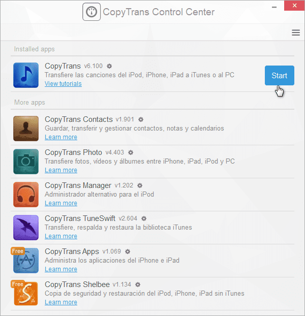 Descargar copytrans control center