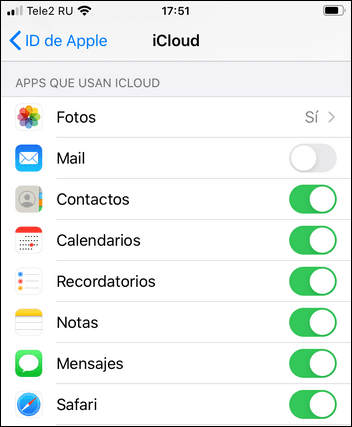 Sincronizar iCloud en iPhone