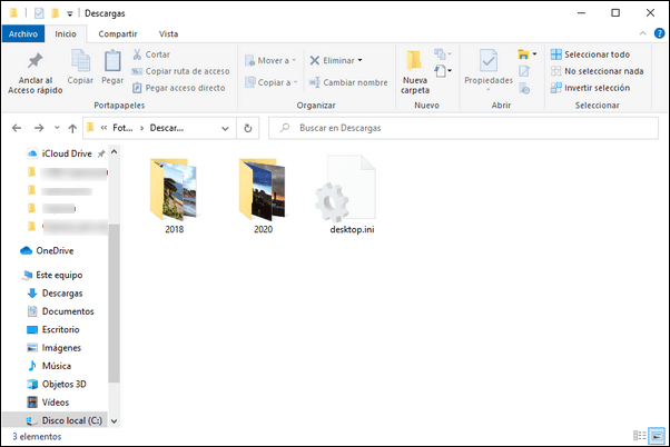 Crarpeta con Fotos en iCloud para windows