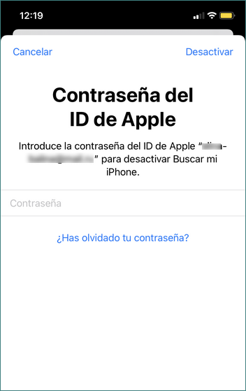 ingresar la contraseña de Apple ID