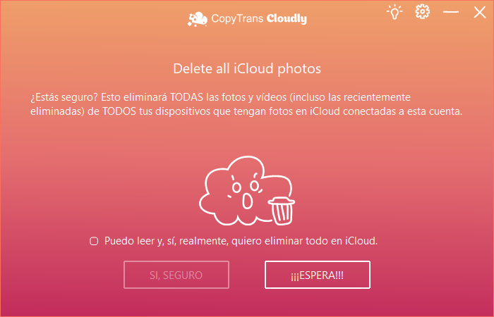 Borrar todas las fotos CopyTrans Cloudly