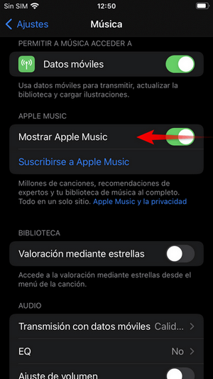 desactivar apple music en iphone