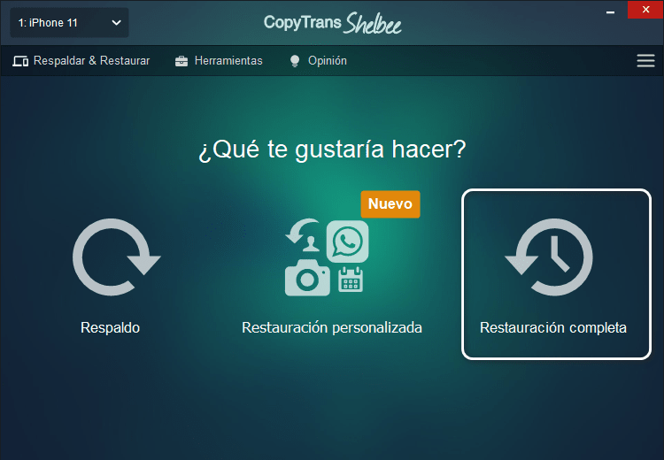 Restauracion completa de una copia de seguridad de iPhone