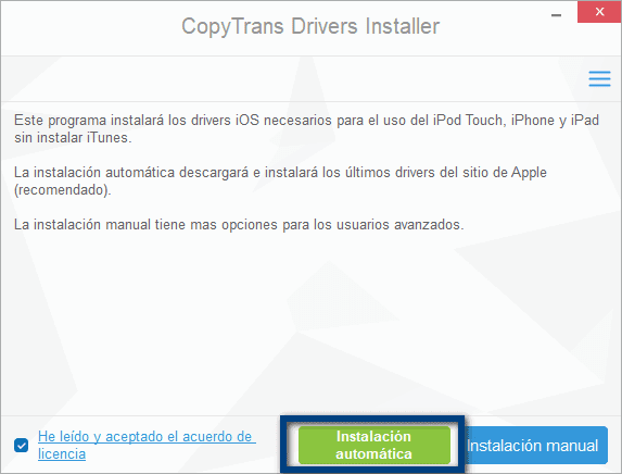 Instalación de los drivers iOS